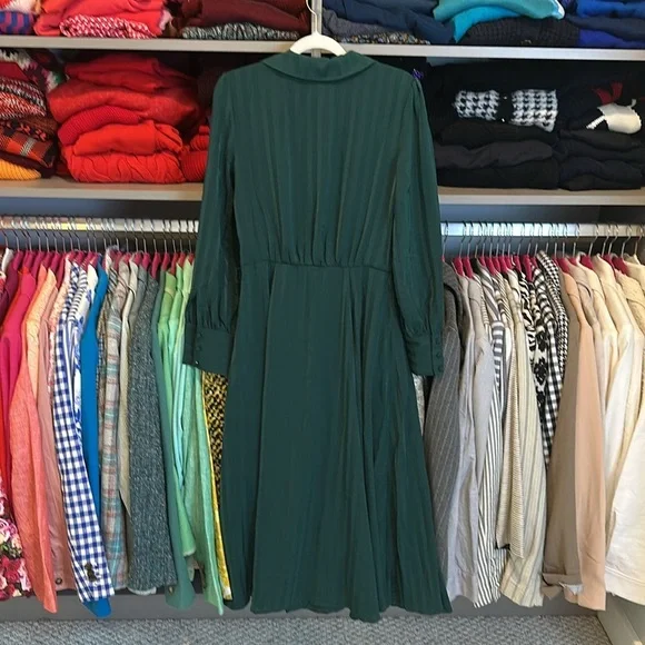 Modcloth hunter green long sleeve side zipper elastic waistband dress 2 NWT - Picture 3 of 3